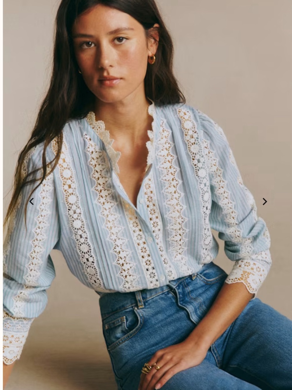 Sezane Rym Blouse Ecru & Blue Stripe 0/EU32